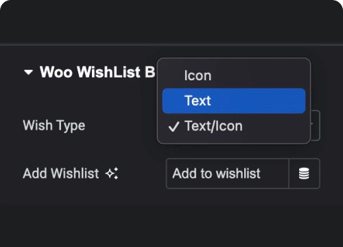 Text Icon Wishlist Button | The Plus Addons for Elementor Text icon wishlist button wishlist from the plus addons for elementor