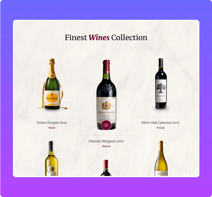 Wine store masonry display woocommerce products masonry for elementor from the plus addons for elementor
