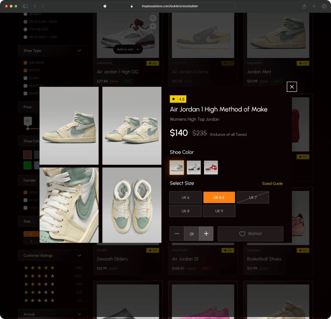 Woocommerce quick view after image woocommerce store builder for elementor from the plus addons for elementor