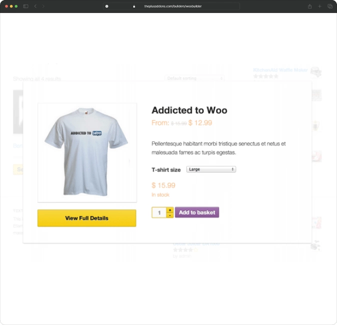 Woocommerce quick view before image woocommerce store builder for elementor from the plus addons for elementor
