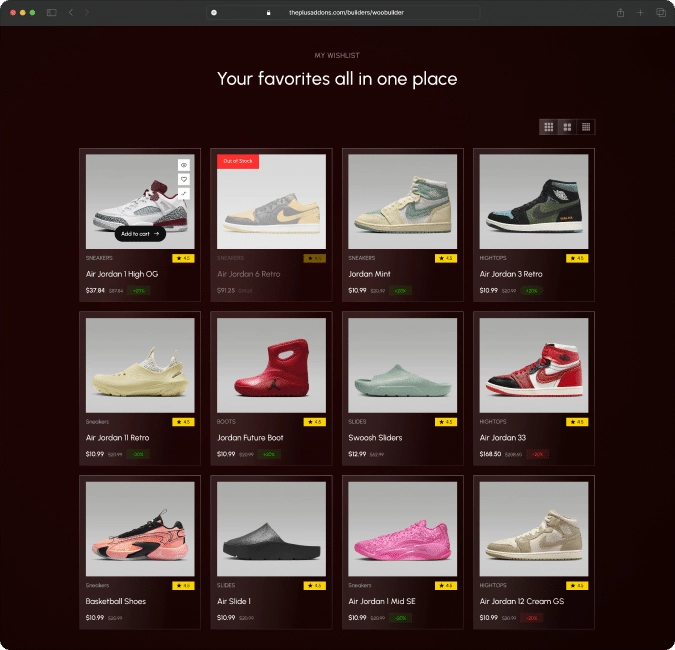 Woocommerce wishlist after image woocommerce store builder for elementor from the plus addons for elementor