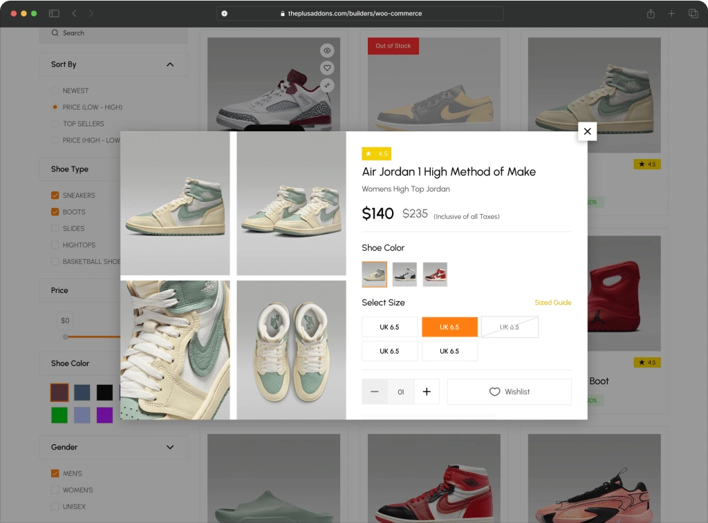 Woocommerce quick view light theme quick view from the plus addons for elementor
