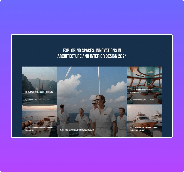 Yacht custom posts magazine layout dynamic magazine slider for elementor from the plus addons for elementor