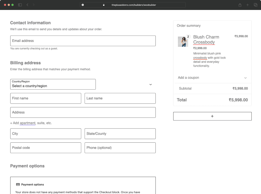 multicheckout light Builder from The Plus Addons for Elementor