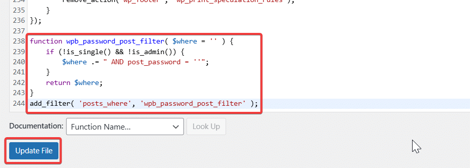 Add code in functions php file and update how to hide password protected posts from wordpress loop? From the plus addons for elementor