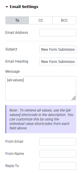 Configure email settings how to setup elementor form email notification from the plus addons for elementor