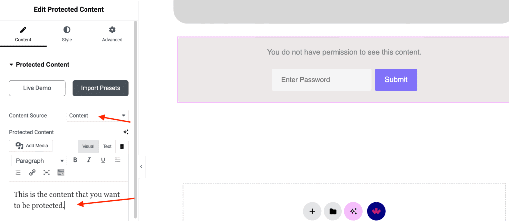 Content source | The Plus Addons for Elementor Content source how to customize password protected page in wordpress from the plus addons for elementor