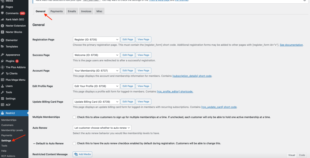 General tab | The Plus Addons for Elementor General tab how to restrict content to registered users in wordpress from the plus addons for elementor