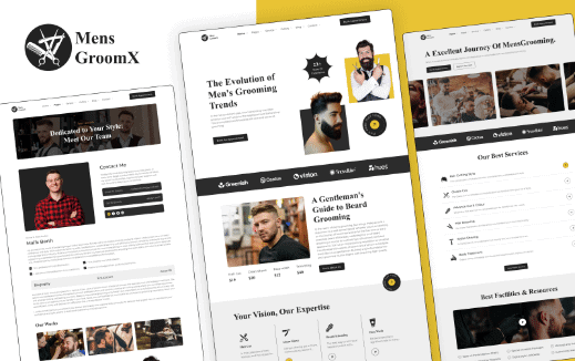 MensGroomX Top 3 Elementor Fashion Templates [Complete Kit] from The Plus Addons for Elementor