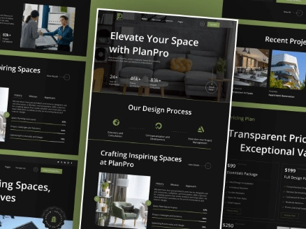 Planpro top 3 elementor architecture templates [complete kit] from the plus addons for elementor