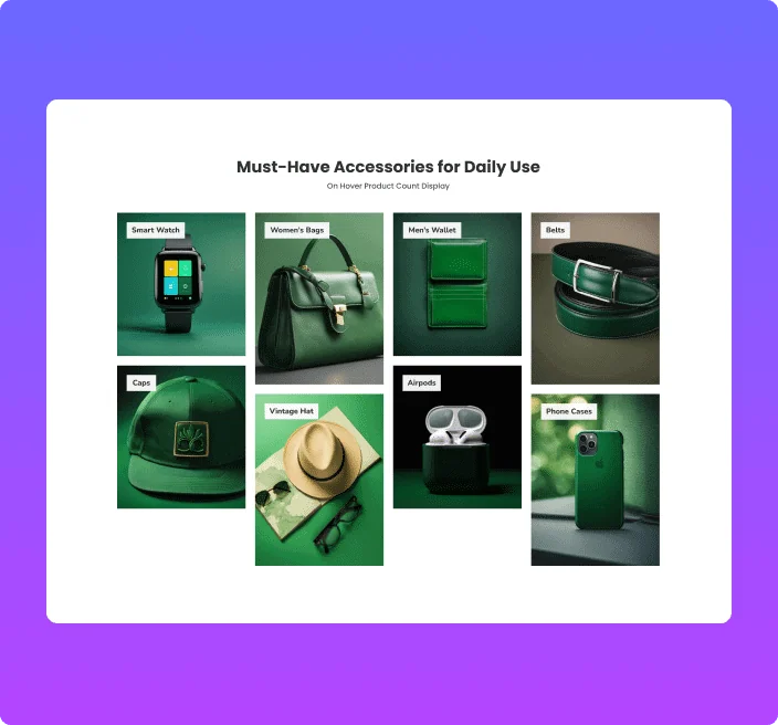 Accessories display masonry layout dynamic category for elementor from the plus addons for elementor