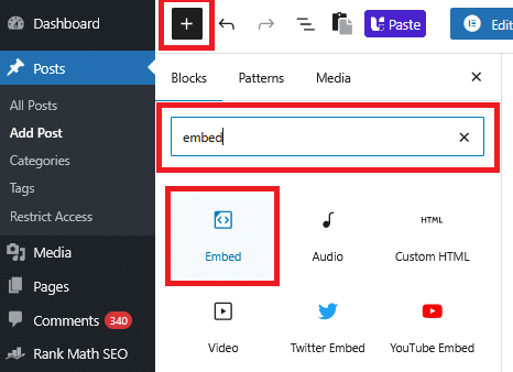 Drag and drop embed block | The Plus Addons for Elementor Drag and drop embed block how to fix facebook and instagram oembed issue in wordpress from the plus addons for elementor
