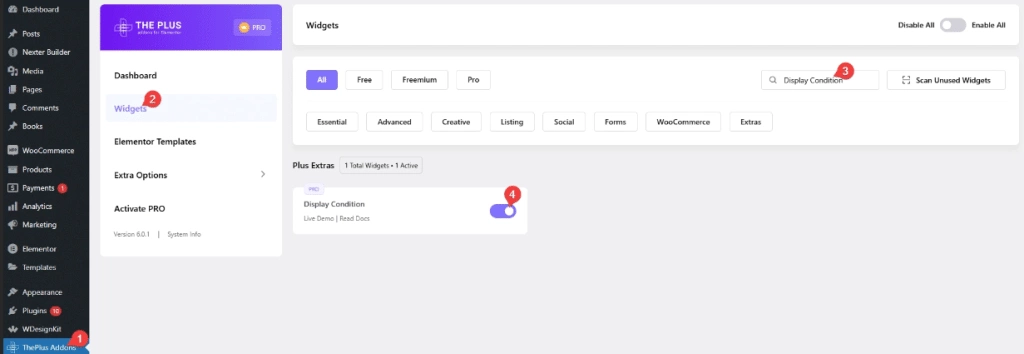 Enable display conditions feature how to set elementor display conditions based on login status? From the plus addons for elementor