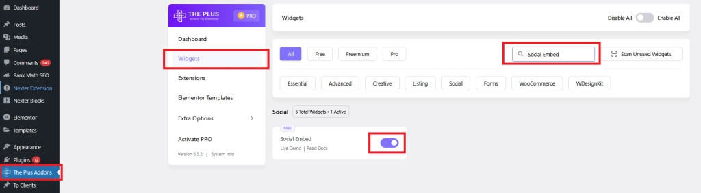 Enable social embed widget | The Plus Addons for Elementor Enable social embed widget how to fix facebook and instagram oembed issue in wordpress from the plus addons for elementor