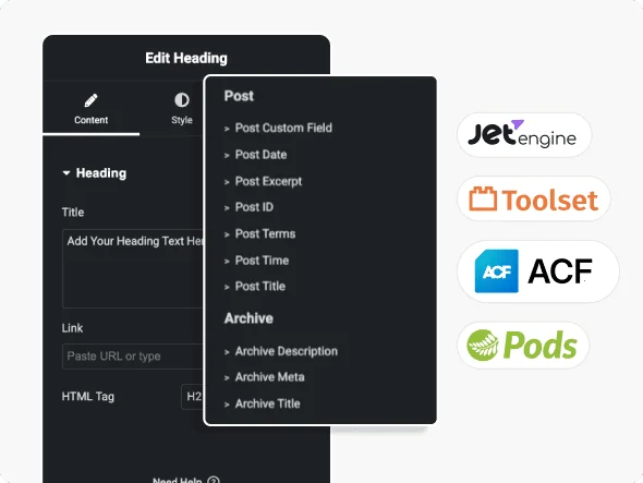 Populate dynamic post meta image custom fields visibility conditional rules elementor from the plus addons for elementor