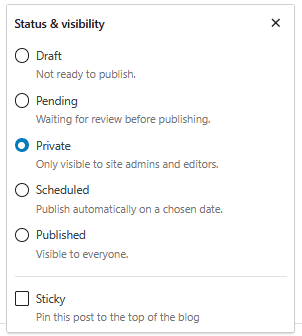 How to Hide WordPress Pages from Google Private visibility