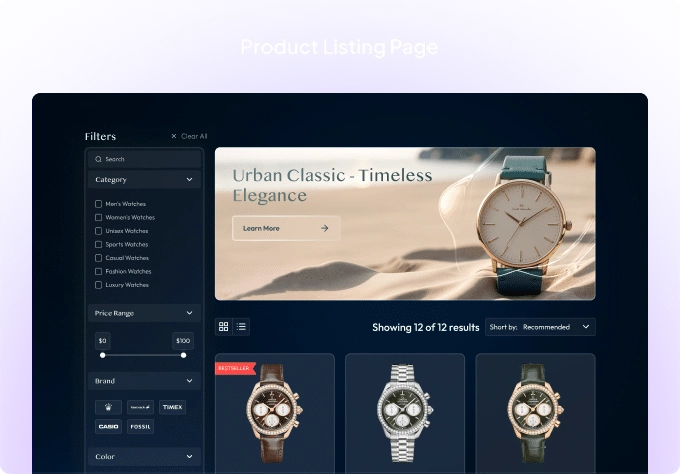 Product listing page woocommerce store builder for elementor from the plus addons for elementor