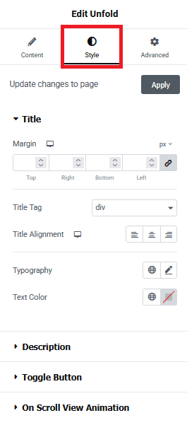 Style unfold widget how to show and hide text in wordpress from the plus addons for elementor
