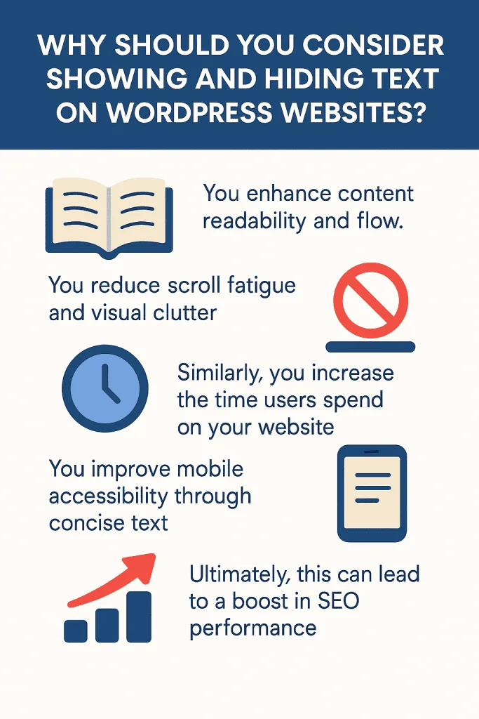 Why show and hide text on wordpress websites how to show and hide text in wordpress from the plus addons for elementor