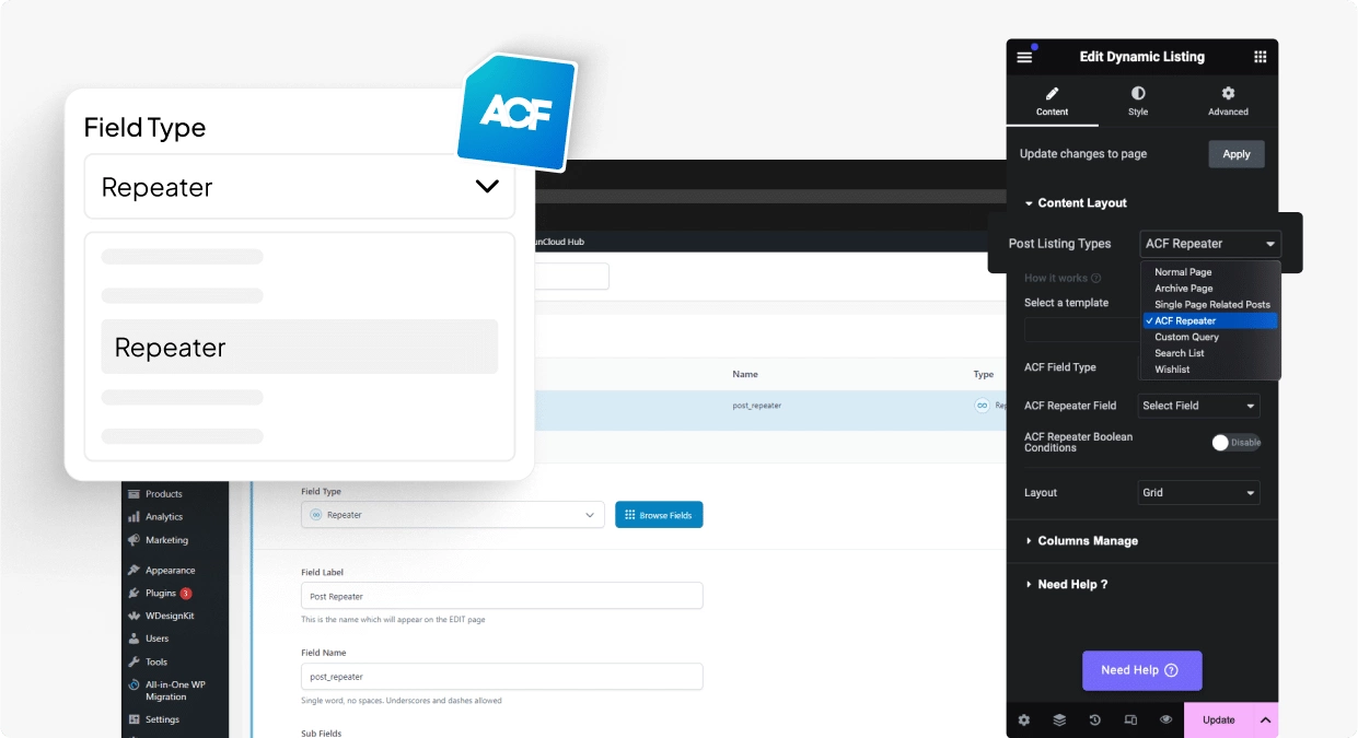 Acf repeater acf repeater in elementor from the plus addons for elementor