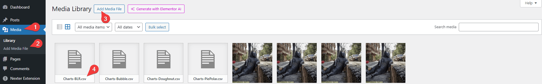 Tpae chart csv file url upload dashboard path how to create an elementor chart using csv data? From the plus addons for elementor