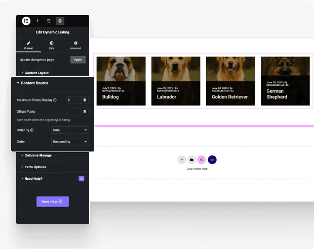 Customize presentation save custom query builder for elementor from the plus addons for elementor