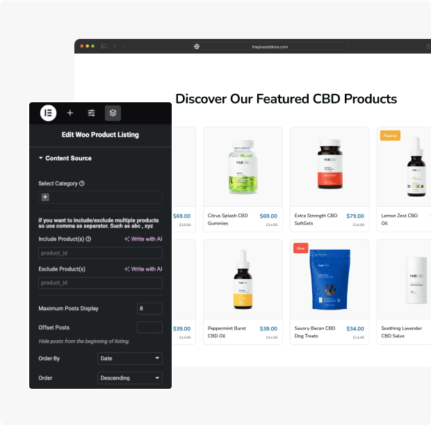 E commerce website advanced query builder for elementor from the plus addons for elementor