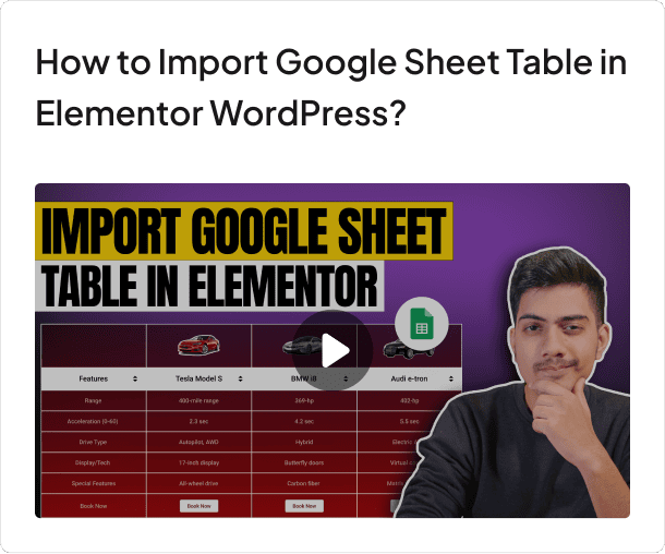 How to import google sheet table in elementor wordpress 2 june 2025 monthly updates: introducing academy, form upgrade, woo styling, big ui boosts, & more! From the plus addons for elementor