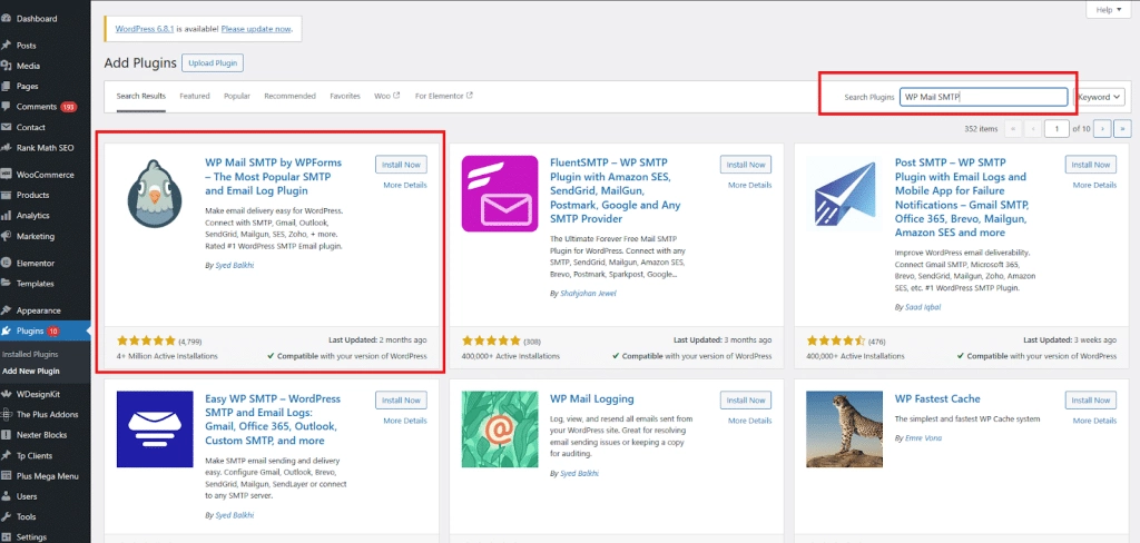 Install and activate wp mail smtp how to fix woocommerce not sending order emails from the plus addons for elementor
