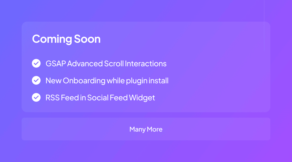 Coming soon page july 2025 updates | more ready to import presets for widgets & new setup on the way from the plus addons for elementor
