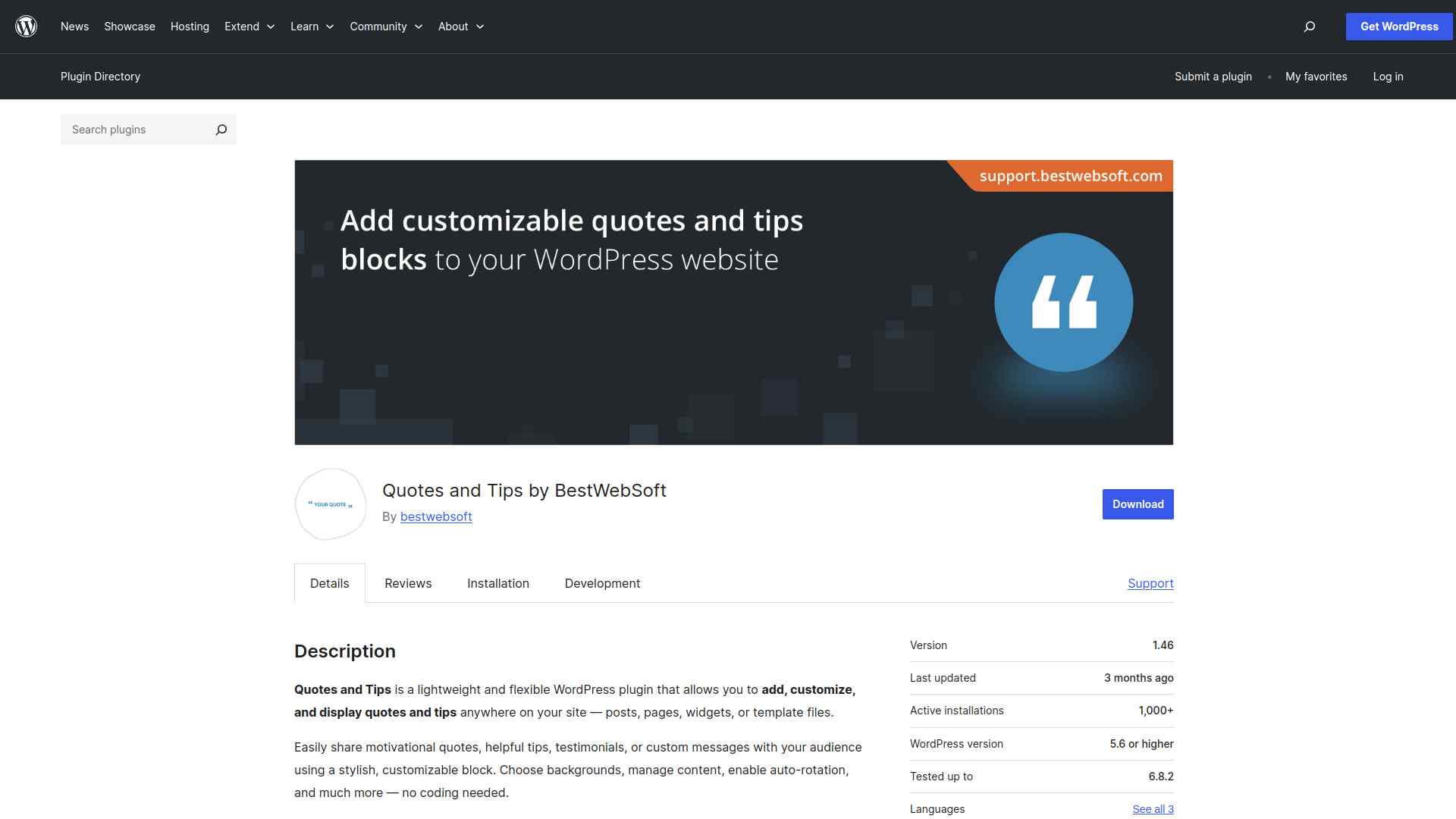 BestWebSoft Quotes and Tips WordPress plugin | The Plus Addons for Elementor Bestwebsoft quotes and tips wordpress plugin 5 best wordpress blockquote plugins for elementor from the plus addons for elementor