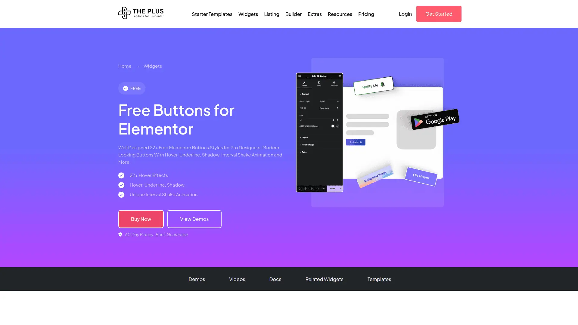 Tpae button widget 5 best wordpress button plugins for elementor from the plus addons for elementor