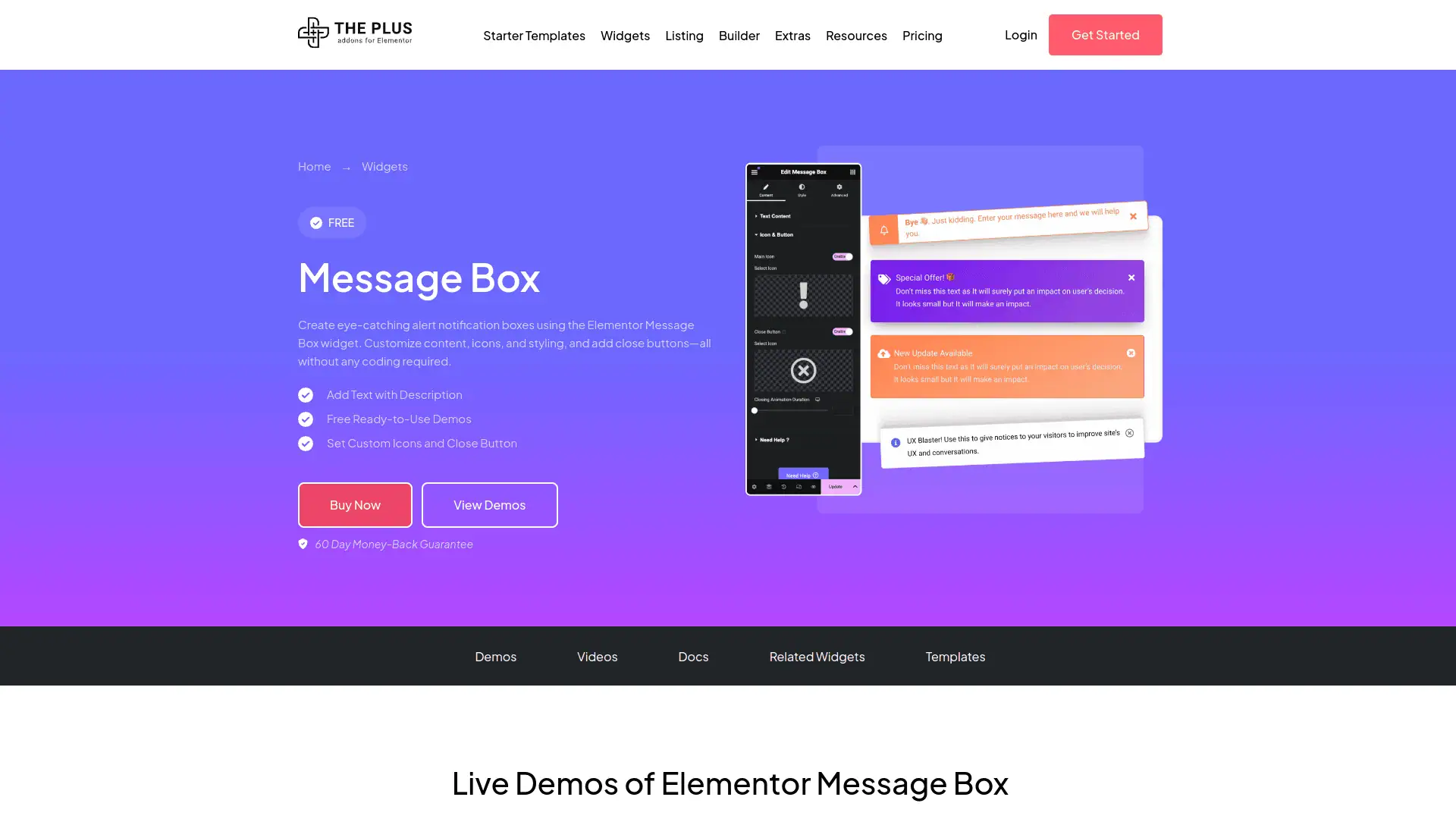 Tpae message box widget 5 best wordpress message box plugins for elementor from the plus addons for elementor
