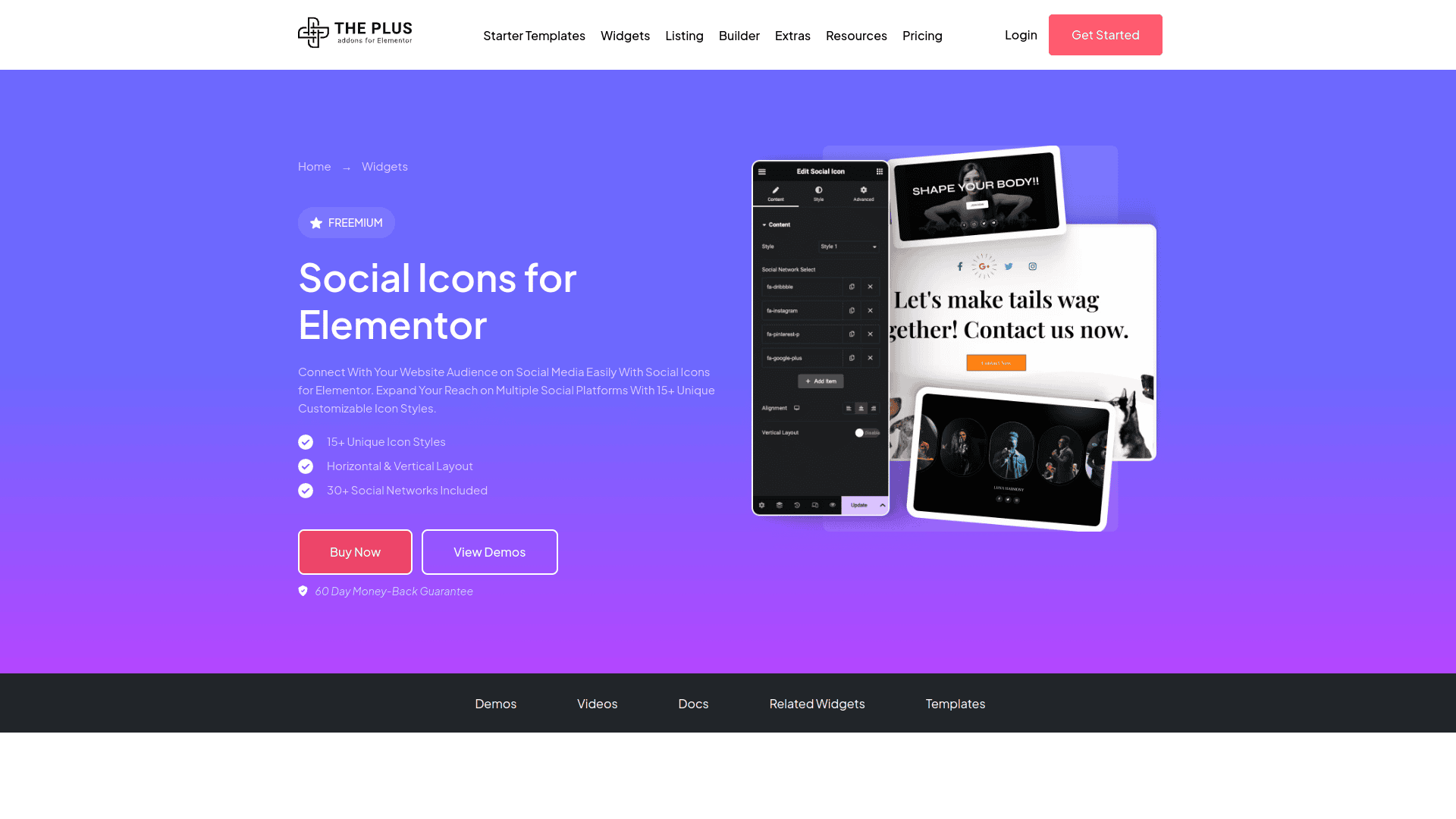 Tpae social icon widget 5 best wordpress social icon plugins for elementor from the plus addons for elementor