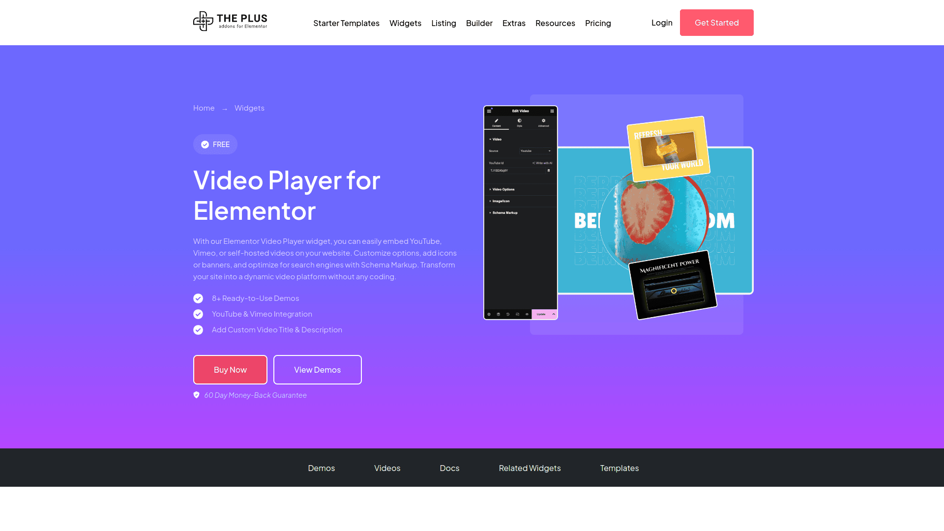 Tpae video player widget 5 best wordpress video player plugins for elementor from the plus addons for elementor