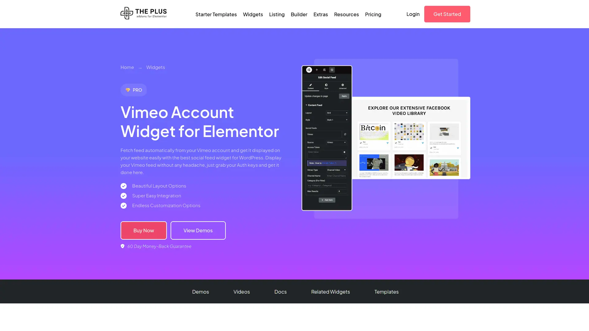 Tpae vimeo feed widget 5 best wordpress vimeo feed plugins for elementor from the plus addons for elementor