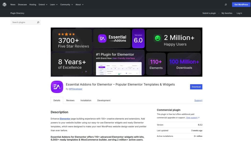 Essential addons landing image the plus addons vs essential addons [elementor addons comparison] from the plus addons for elementor