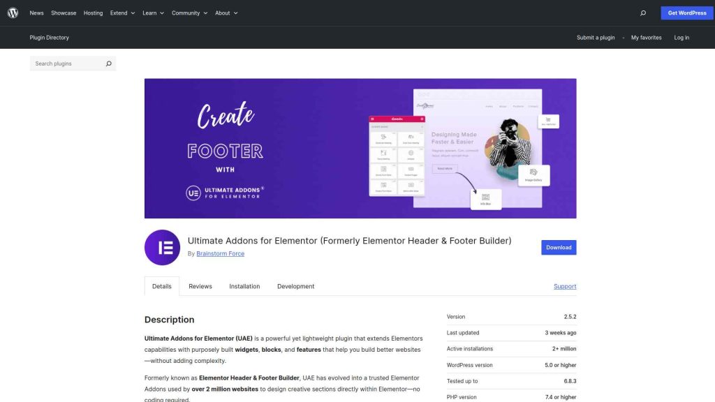 Ultimate addons landing image ultimate addons vs elementskit [elementor addons comparison] from the plus addons for elementor