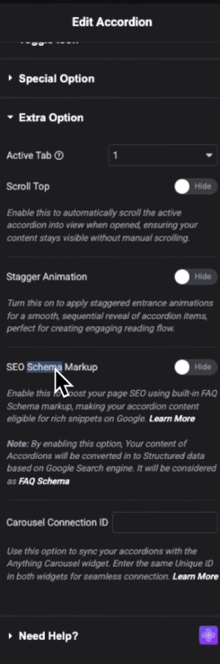 Edit accordion 1 big update: new rss feed option, labels for widgets & more! From the plus addons for elementor
