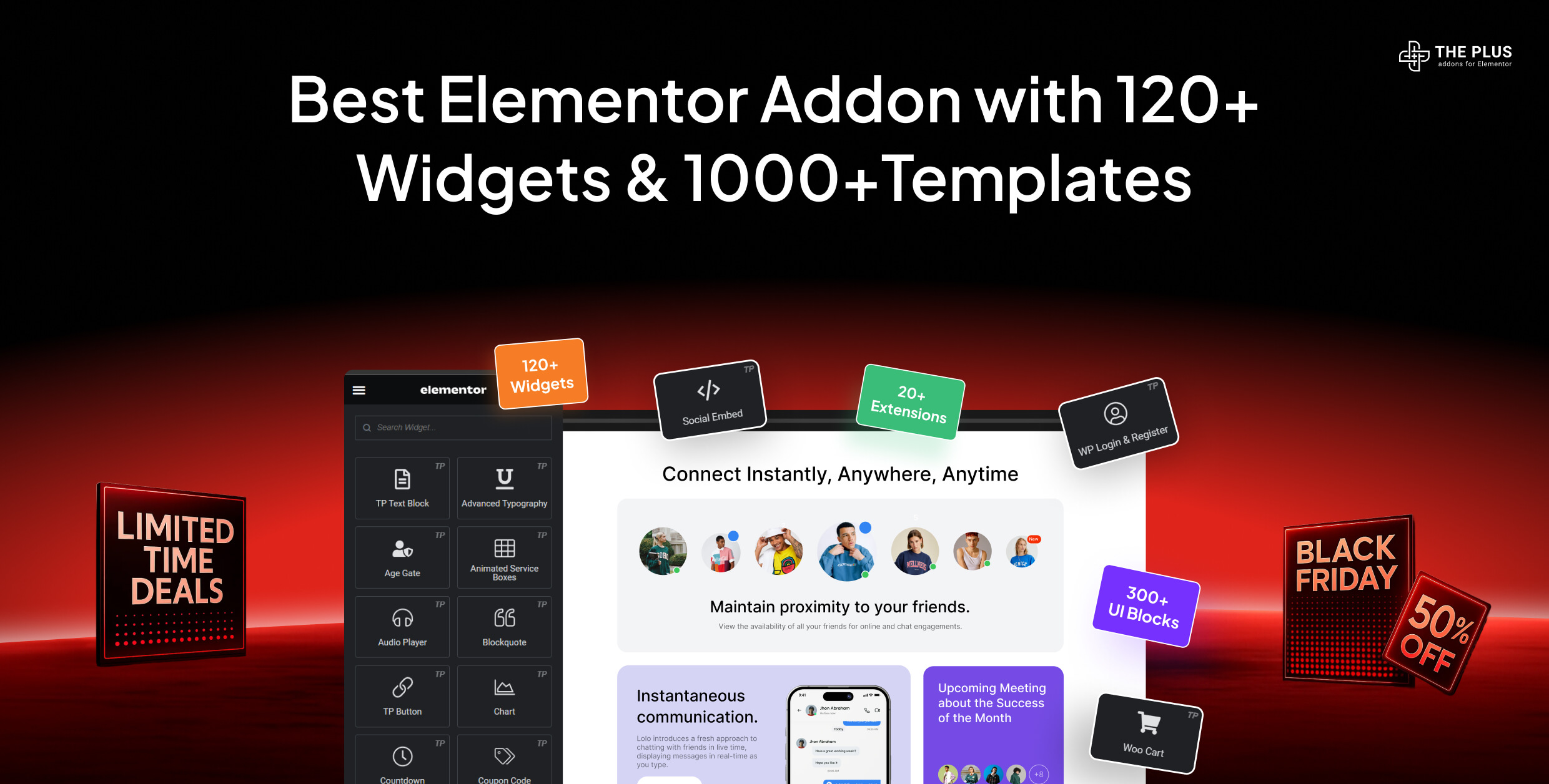 Tpae bfd features image best elementor addon with 120+ widgets & 1000+ templates from the plus addons for elementor