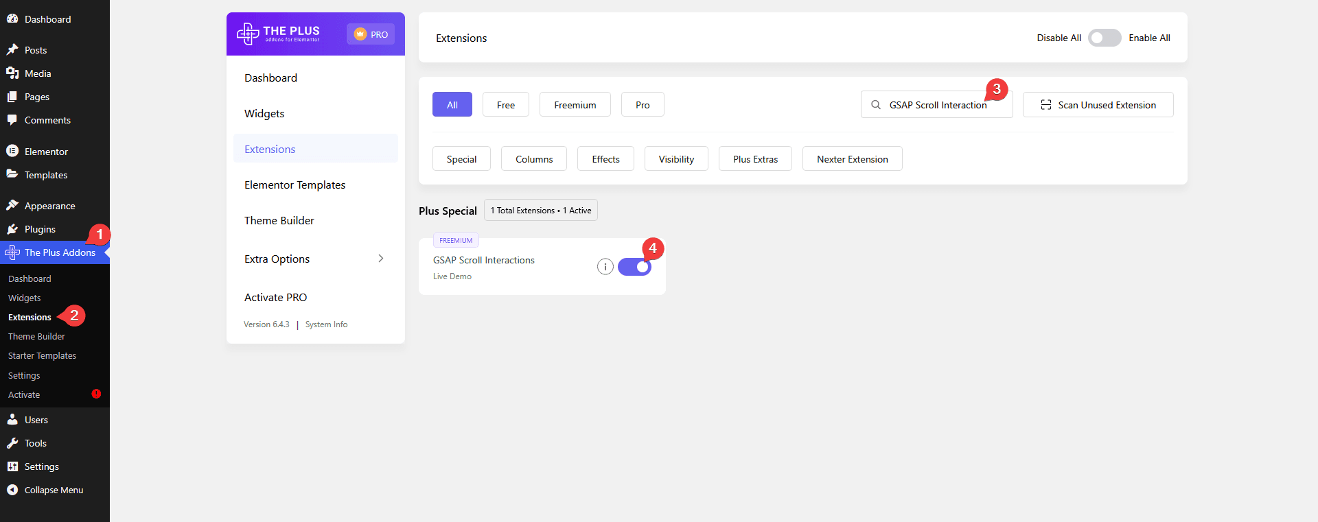 Gsap scroll interaction activate how to use gsap animation in elementor? From the plus addons for elementor