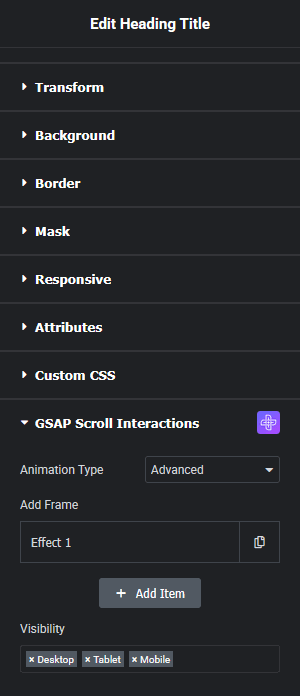 Gsap scroll interaction advanced add item visibility how to use gsap animation in elementor? From the plus addons for elementor