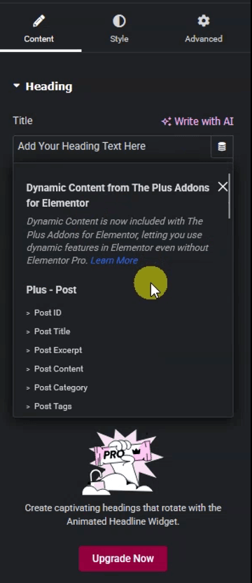 Heading dynamic tags for elementor are now free in the plus addons for elementor - big announcement from the plus addons for elementor