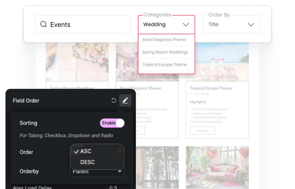 Full control over filter ordering ascending descending custom sorting wp filters for elementor — advanced filters for posts, products, and custom content from the plus addons for elementor