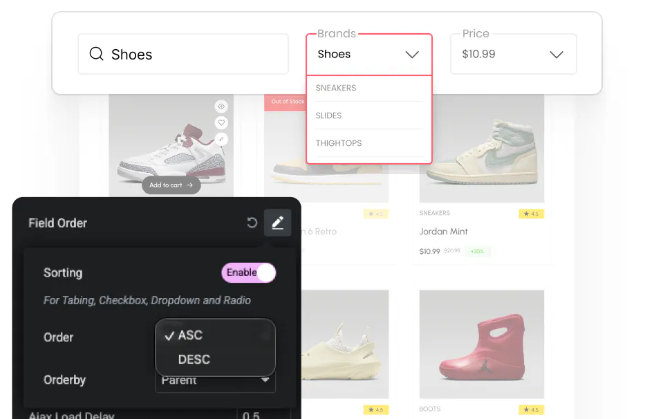 Elementor woocommerce ajax product filters