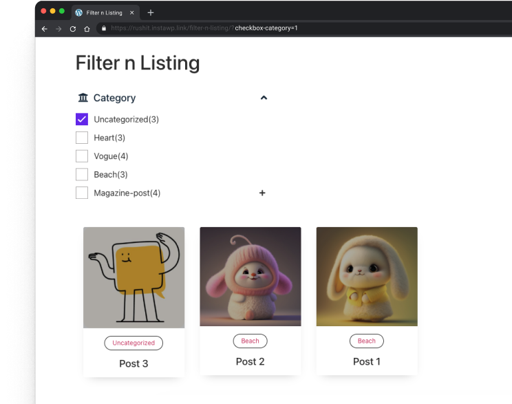 Url parameter generation for shareable filter results wp filters for elementor — advanced filters for posts, products, and custom content from the plus addons for elementor
