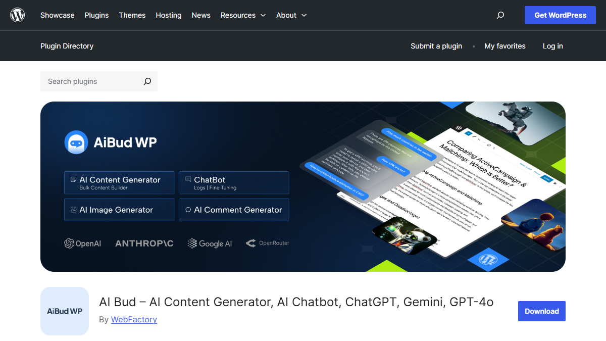 Ai bud wordpress chatgpt plugin for bulk content generation and dall-e images