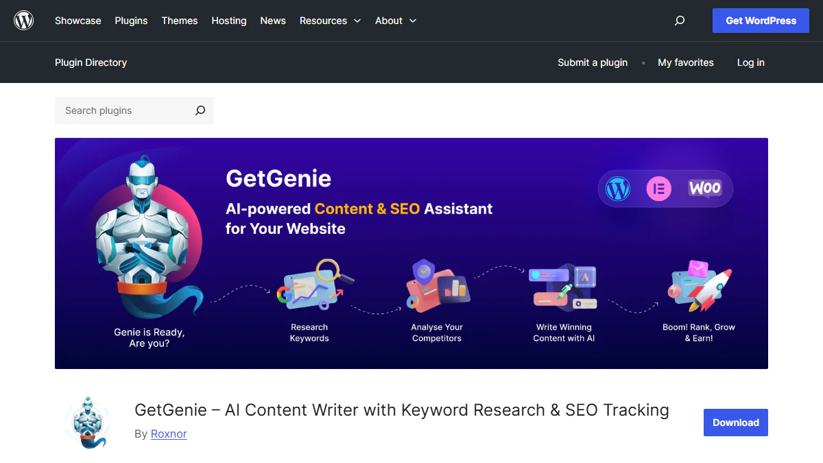 6 Best WordPress ChatGPT Plugins Getgenie ai wordpress chatgpt plugin for seo content writers and keyword research