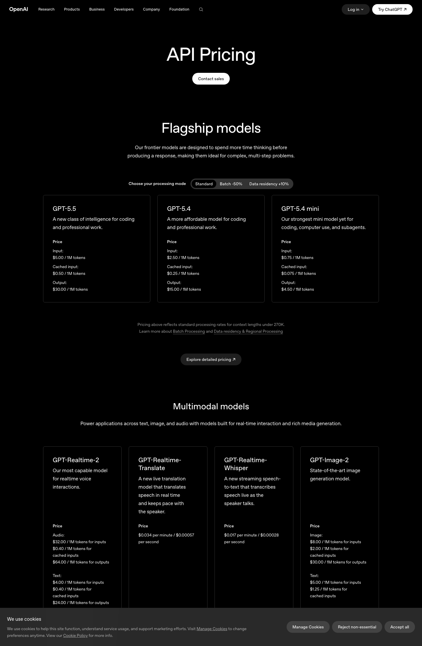 OpenAI API for WordPress: The Five Beyond-Chatbot Use Cases (2026 Cost Math + Setup) Official openai api pricing page at openai. Com/api/pricing showing gpt-5. 5 gpt-5. 4 gpt-5 model rates may 2026