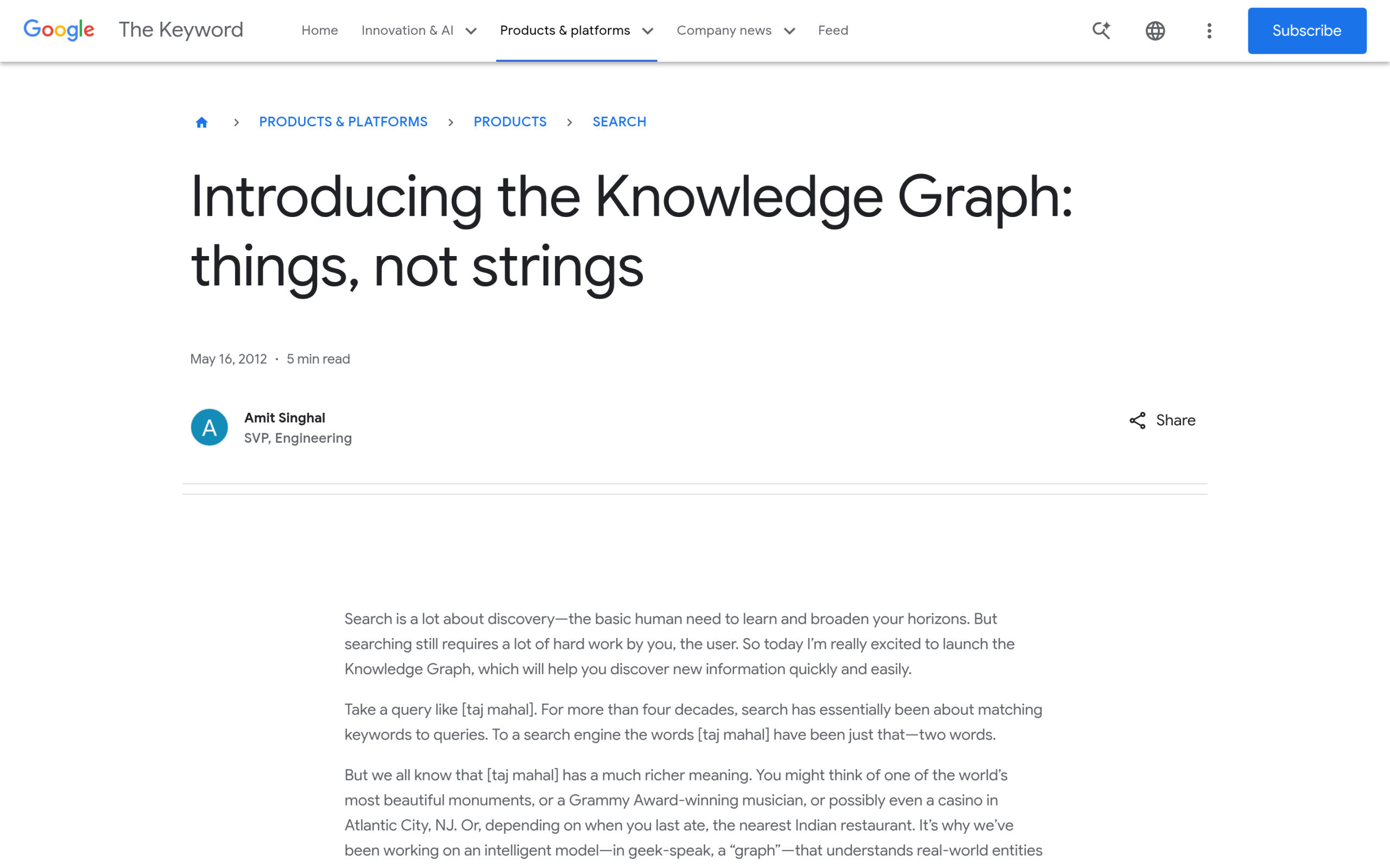 Semantic SEO: How to Optimize for Meaning and Entities in the AI-Search Era Google introducing the knowledge graph: things, not strings